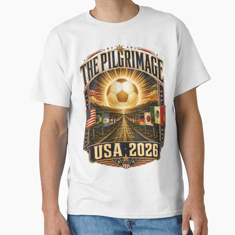 The Pilgrimage World Cup 2026 Soccer T-Shirt by KickoffStudio