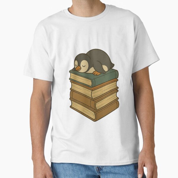 Sleepy Penguin on Books – Cozy Book Lover Design Classic T-Shirt