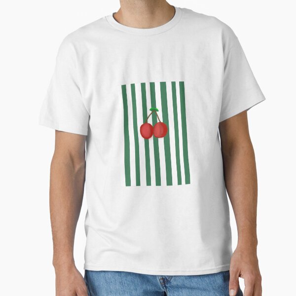 cherries on striped background  Classic T-Shirt