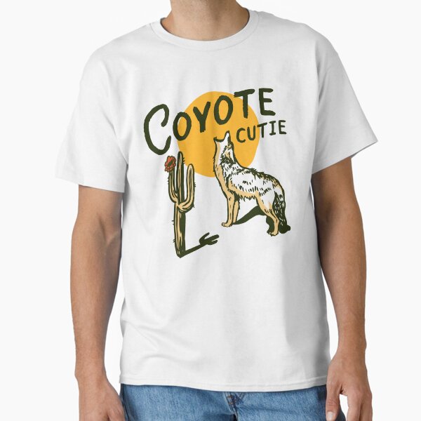 Coyote Cutie: Cool Desert Cactus, Rose & Coyote Illustration Classic T-Shirt