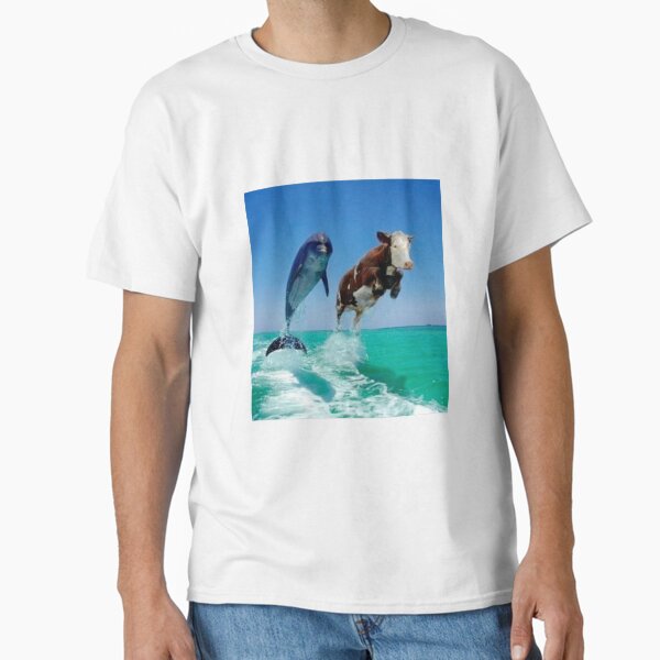 Cow swimming with Dolphin Classic T-Shirt
