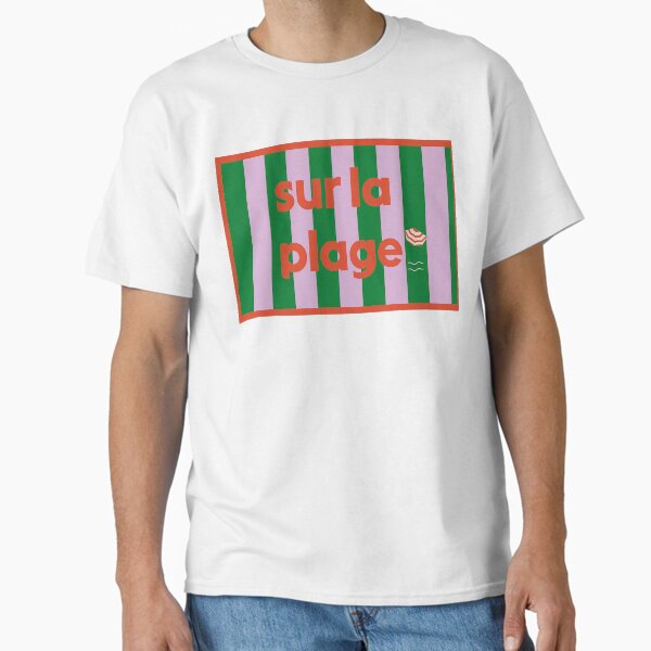 Sur La Plage Retro Beach Art Print Classic T-Shirt