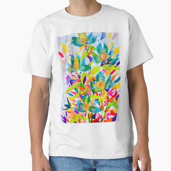 explosion de fleurs bleues Classic T-Shirt