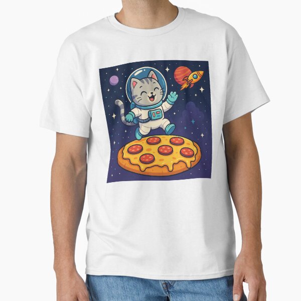 Astronaut Cat on Pizza Planet – Funny Space Cat Lover Design Classic T-Shirt