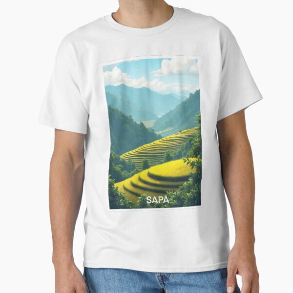 Sapa Travel Poster, Perfect Gift for Travel Enthusiasts, Vintage Style Wall Art, Vietnam Wall art for home decor, Sapa print. Sticker Classic T-Shirt