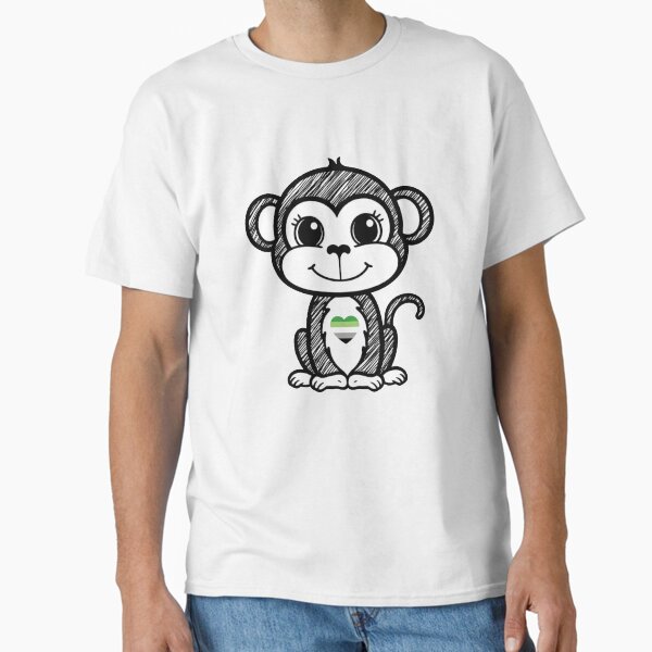 Cute Pride Monkey with Aromantic Pride Heart  Classic T-Shirt