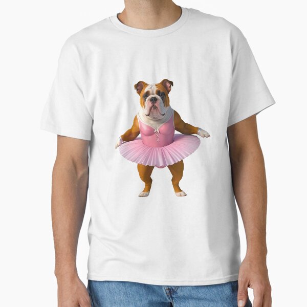 Cute English Bulldog Ballerina | Funny Bulldog in Tutu Dog Art Classic T-Shirt