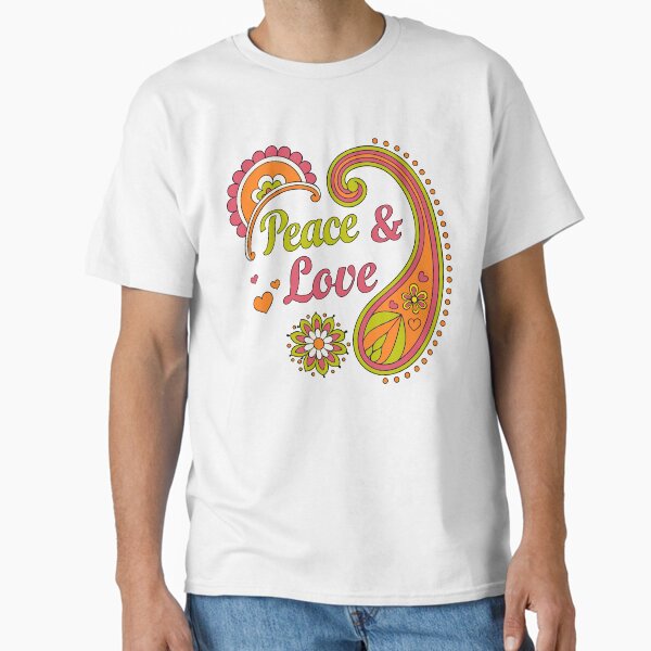 Groovy 60s Psychedelic Peace Love Paisley Floral Classic T-Shirt