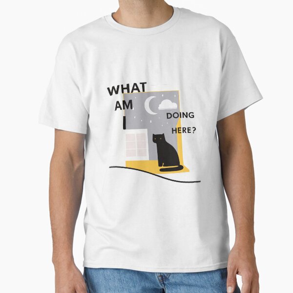What Am I Doing Here? | Black Cat in the Rain – Sticker Classic T-Shirt