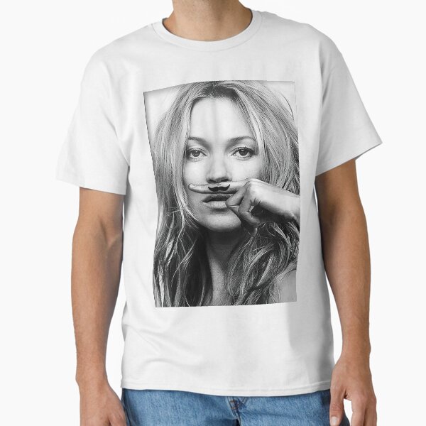Kate Moss, Mustache, Black and White Photograph Classic T-Shirt