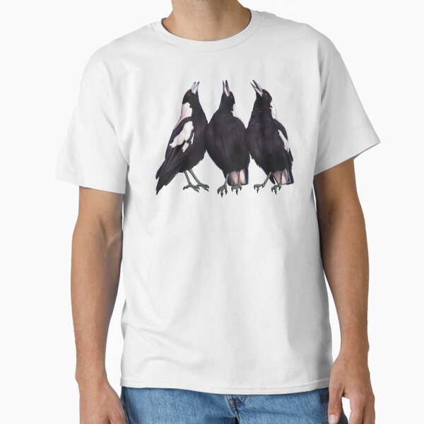 Trio of warbling magpies. Australian theme decor, original artwork. Unique gift. Classic T-Shirt