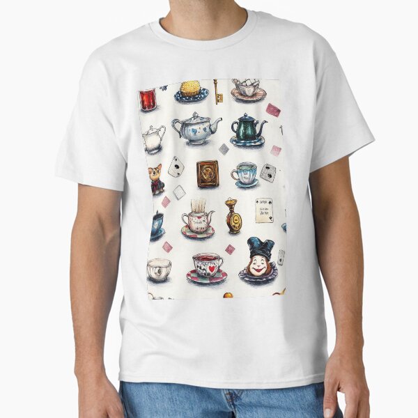Tea Party Madness With Clockwork And Mushrooms Classic T-Shirt