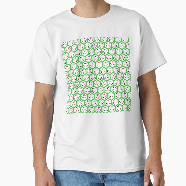 Orthogonal Asian Dice Pattern Green Background Classic T-Shirt