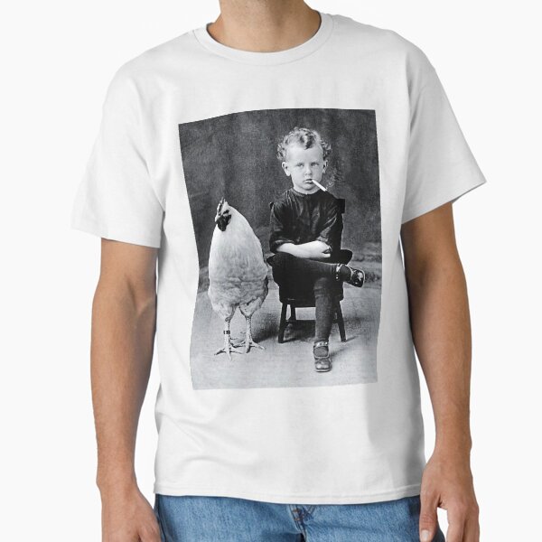 smoking boy with chicken poster Classic T-Shirt