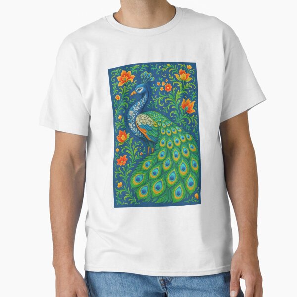 Majestic Peacock – Vibrant Art Nouveau Style Classic T-Shirt