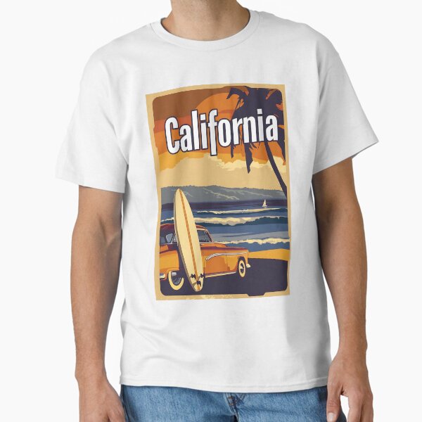 California Surf Beach Travel Poster Classic T-Shirt