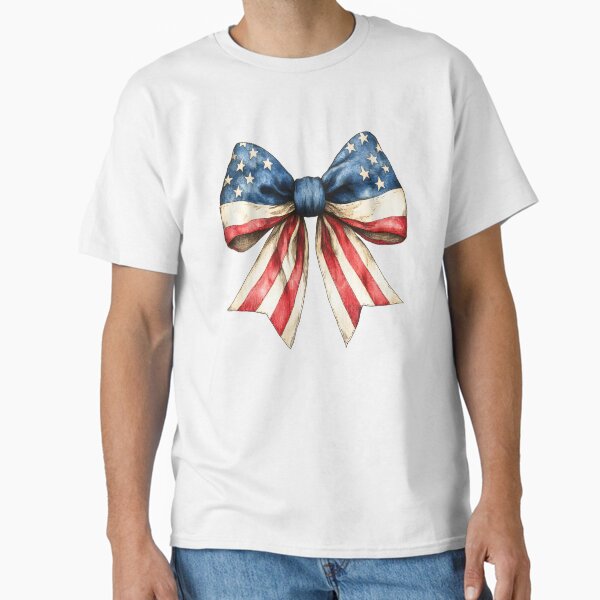 Patriotic Bow with American Flag Design Classic T-Shirt