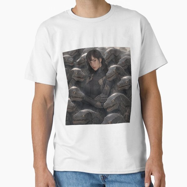 Cybernetic Girl Among Stone Serpents Classic T-Shirt