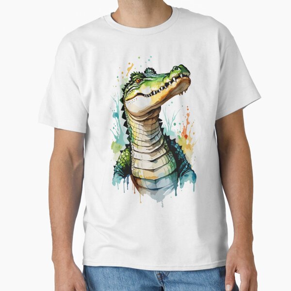 Watercolor Splash Crocodile Art Classic T-Shirt