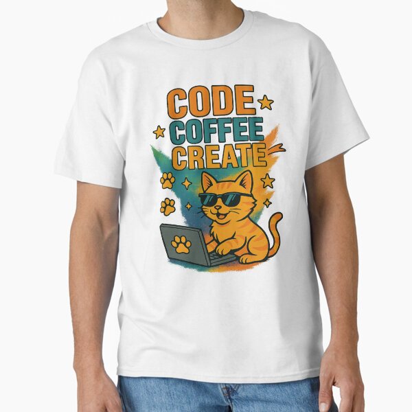 Code Coffee Create – Cool Cat Programmer Art Classic T-Shirt
