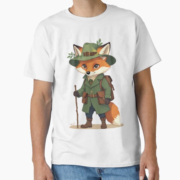 Whimsical Woodland Fox Traveler – Vintage Storybook Animal Illustration Classic T-Shirt