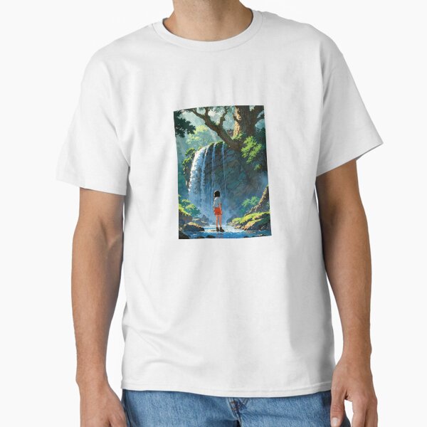 Waterfall Girl - A Dreamy Retro Anime Artwork Classic T-Shirt