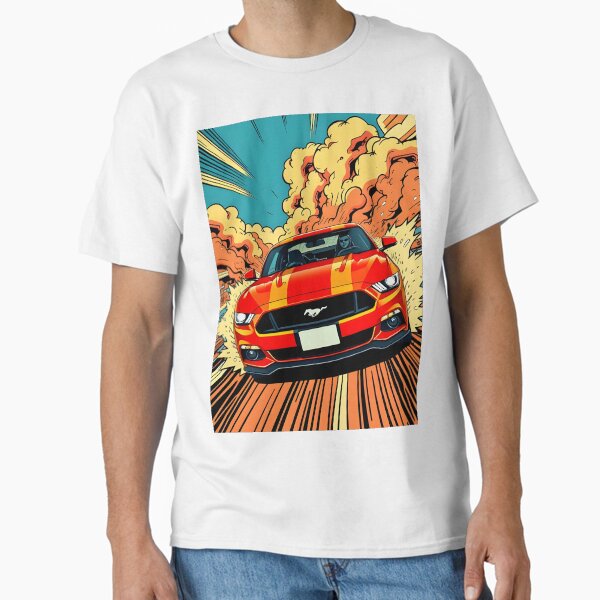 Cool Cartoon Style Mustang Skidding in Smoke Artwork Classic T-Shirt