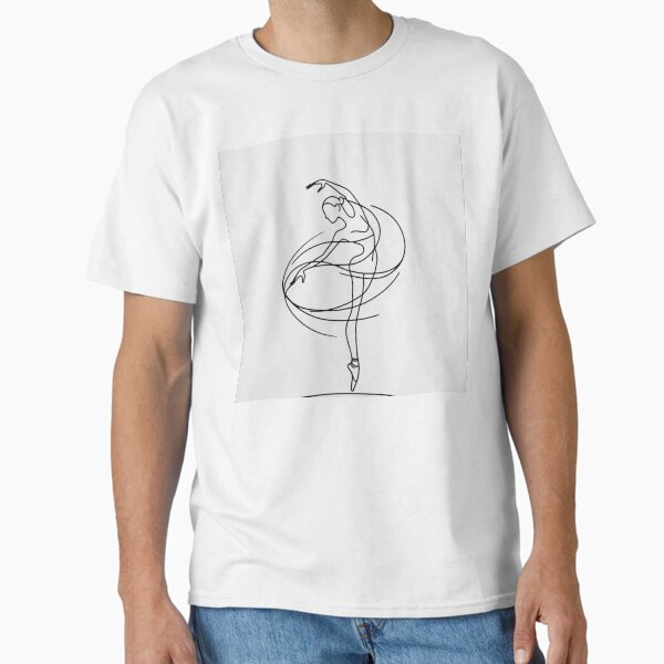 "Grace in Motion – Minimalist Ballerina Line Art" Classic T-Shirt