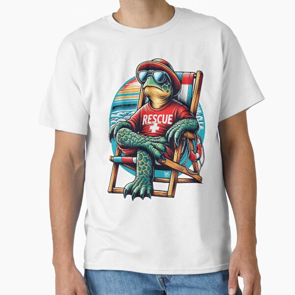 Summer Lifeguard Turtle – Cool Vintage Illustration Classic T-Shirt