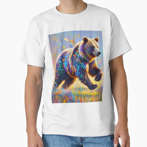 Large Bear Running in Field Of Colors  Classic T-Shirt