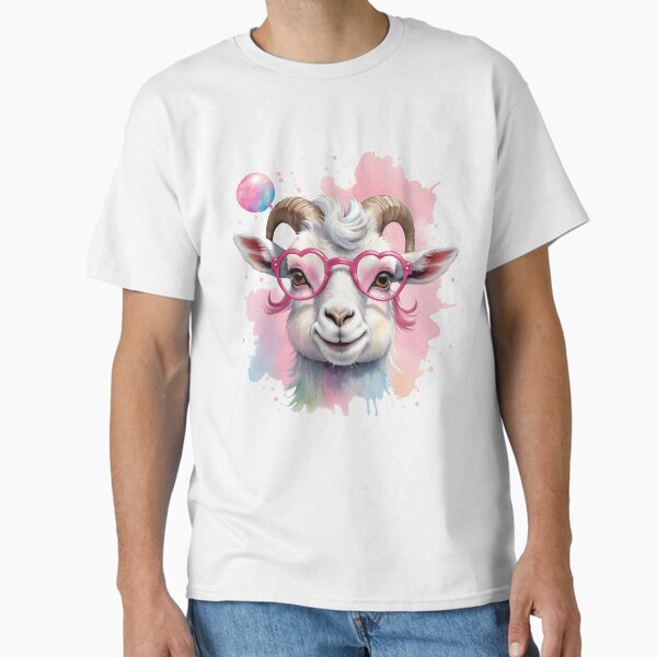 Charming Goat with Heart-Shaped Glasses Classic T-Shirt