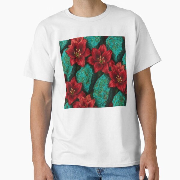 Turquoise Stone and Crimson Lily Fusion Classic T-Shirt