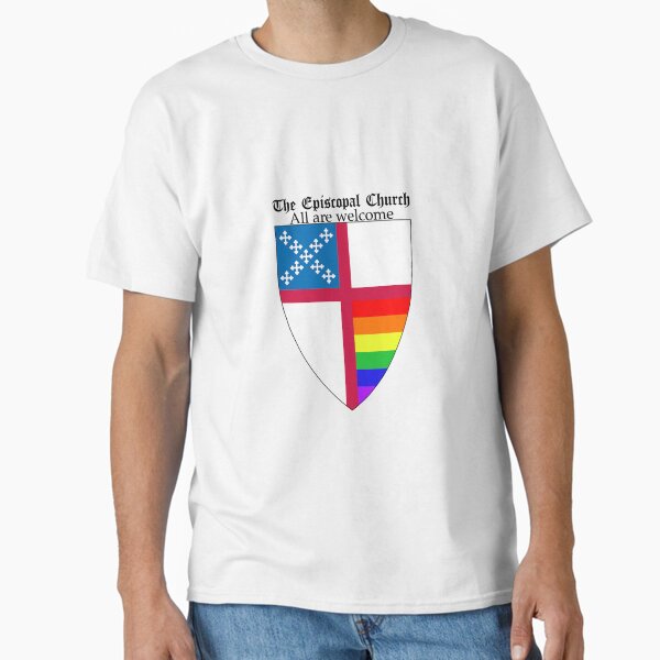 Episcopal Church Shield with Rainbow Pride Horizontal Stripes 1 Classic T-Shirt