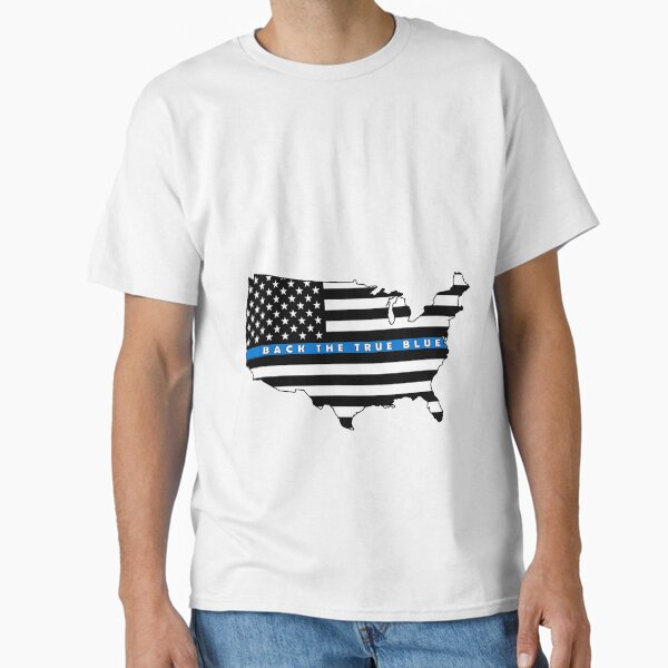 American Flag Continent Outline Back The True Blue Classic T-Shirt