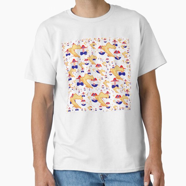 Croatia Montage With Country Shape Stars And Flag Overlays | Croatie Montage Avec Couvertures Pays Etoiles Et Drapeaux | Croacia Montaje con sobreimpresiones de bandera y estrellas de países Classic T-Shirt