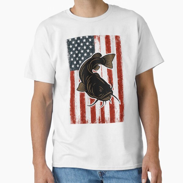 4th of July Fishing USA Flag Catfish Catfishing Patriotic Classic T-Shirt