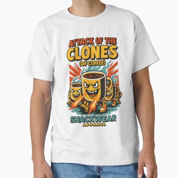 Attack of the Clones (of Coffee) â€“ Retro Coffee Army T-Shirt by Snackwear Apparel Classic T-Shirt