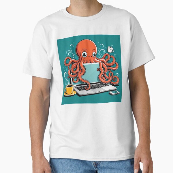 Octopus Multitasking with Coffee and Laptop Classic T-Shirt