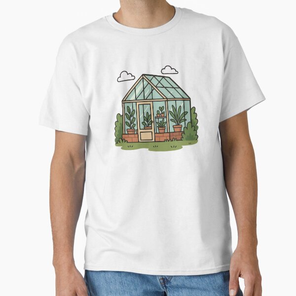 Green house cartoon gardener illustration plants greenery green thumb Classic T-Shirt