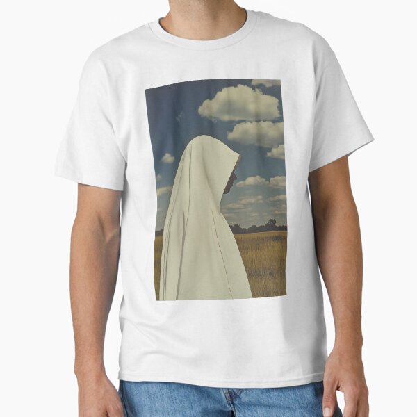 Serene Silhouette in White Hijab Against Golden Field Classic T-Shirt