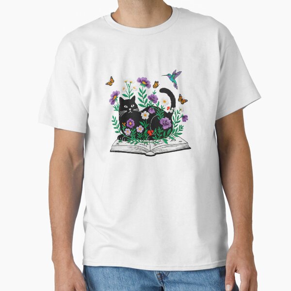 Trio of Gothic Cats with Flowers Classic T-Shirt