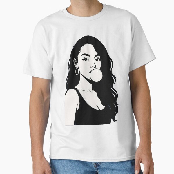 Badass Girl and Bubble Gum Portrait Classic T-Shirt