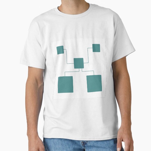 Steel Teal Connected Squares Art Classic T-Shirt