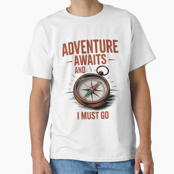 Vintage Retro Adventure Awaits Compass – Motivational quote for travelers and outdoor enthusiasts Classic T-Shirt