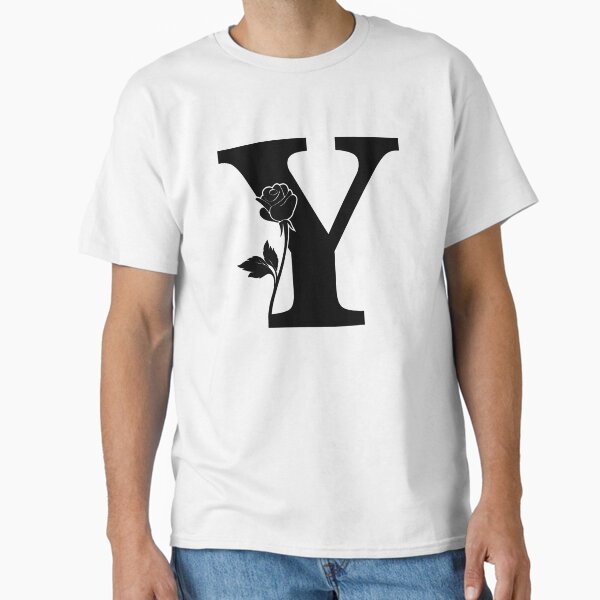 Floral Letter Y with Rose, Botanical Monogram Y, Flower Alphabet Y, Rose Decor Letter Y Classic T-Shirt