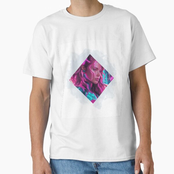 Neon Cyber Heroine | Futuristic Warrior Art Classic T-Shirt