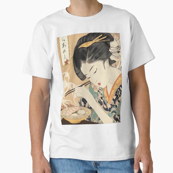 Ukiyo-e kimono beauty meets Ramen Classic T-Shirt