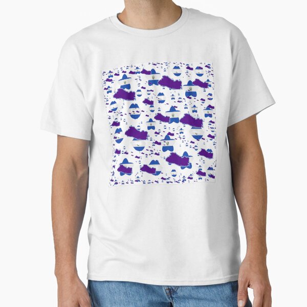 El-Salvador Montage With Country Shape Stars And Flag Overlays | El- Salvador Montage avec des superpositions d'Ã©toiles et de drapeaux Classic T-Shirt