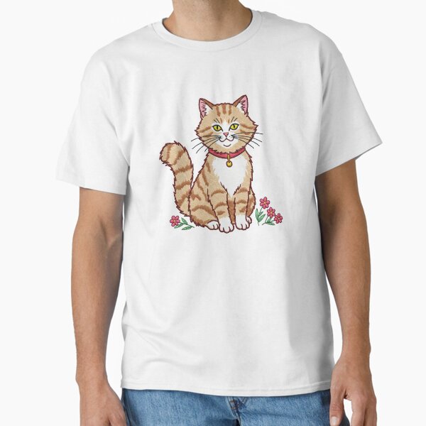 Smiling Cat with Flowers Classic T-Shirt