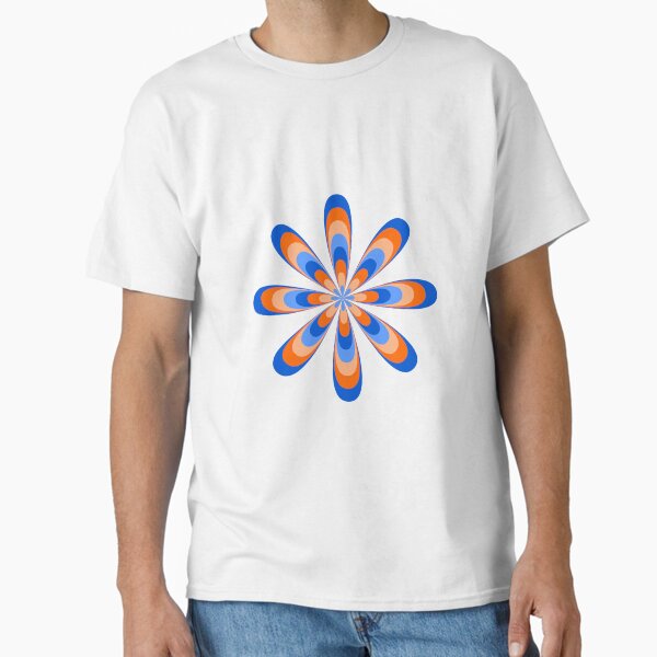 Orange Blue Groovy Retro Daisy Classic T-Shirt